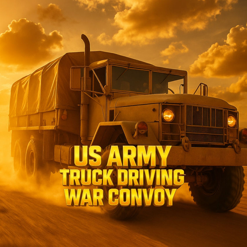 US Army Truck Driving War Convoy