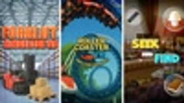 VR Simulator Mega Pack: Forklift, Roller Coaster & Seek Find
