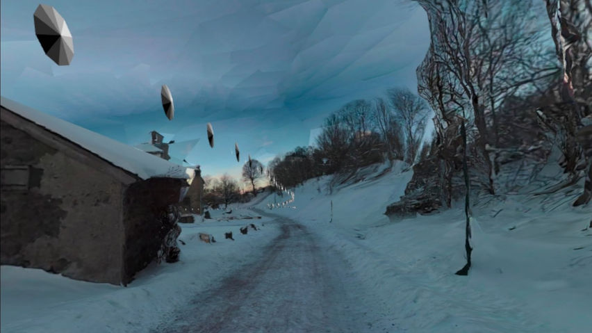 3D scan of a snowy town