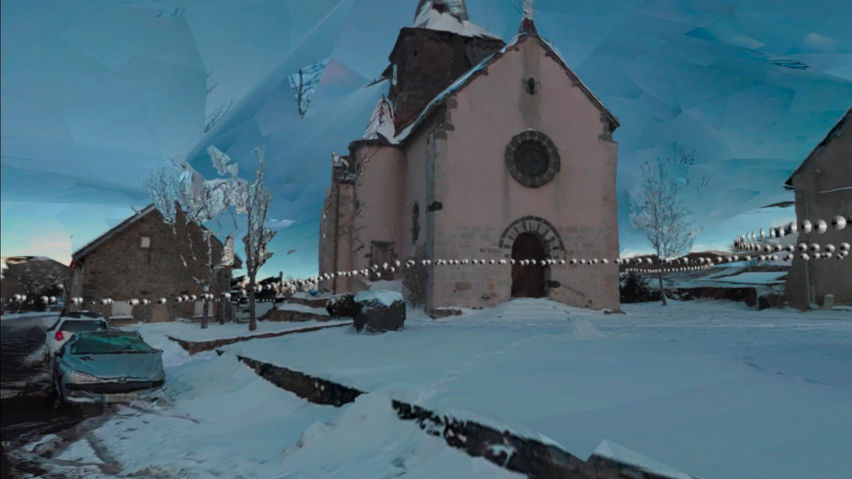 3D scan of a snowy town
