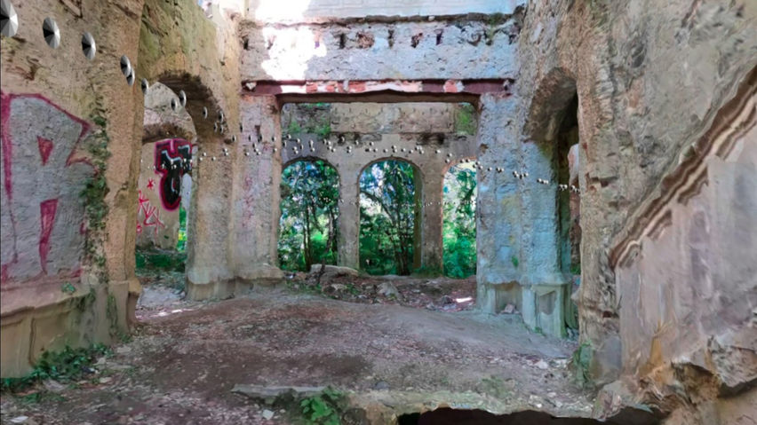 3D scan of a ruin in a forest