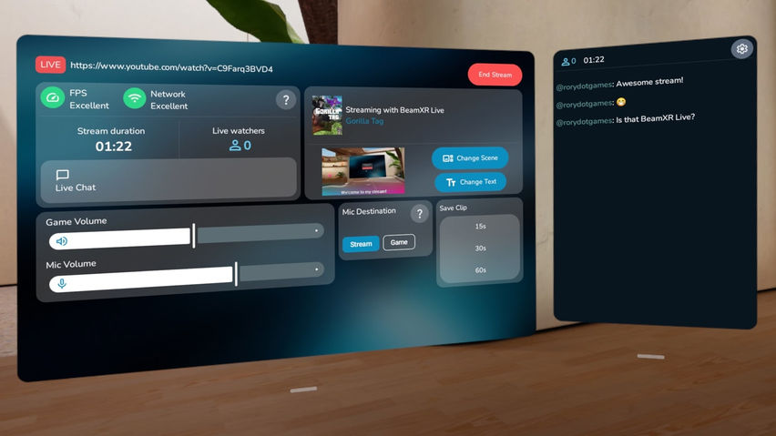 BeamXR Live - Stream to Socials