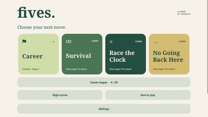 Fives: Merge & Grow